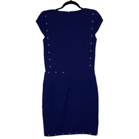 The Kooples Grommet Blue Crepe Mini Dress Crossover Front Lined Size Small - Picture 5 of 14